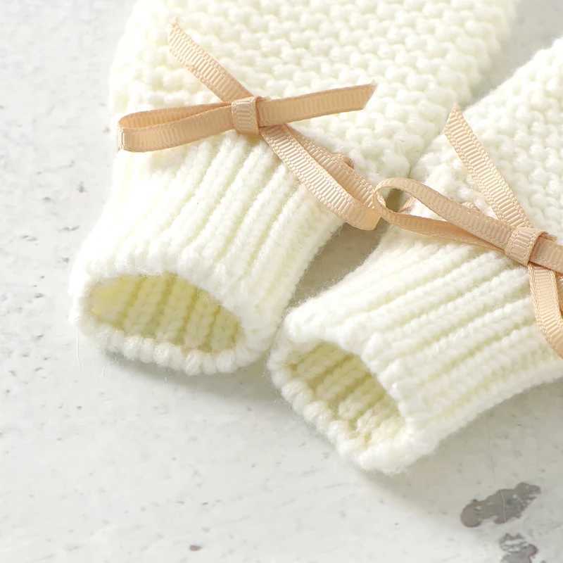 Newborn Baby Shoes Gloves Set Handmade Infant Boy Girl Boots Mittens Knitted Fashion Bow Toddler Kid Clothing Accessories 018M C251008