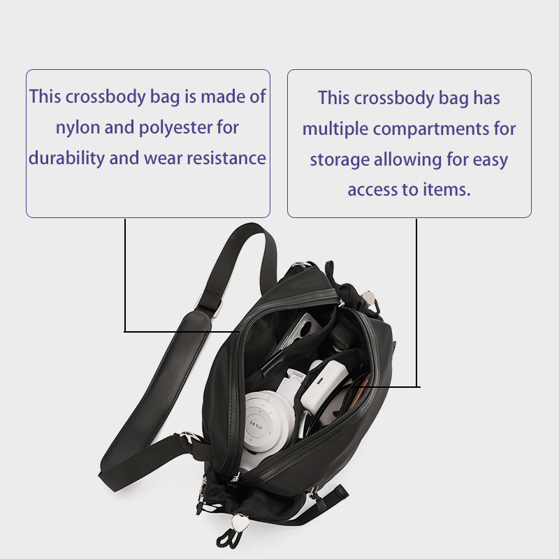 Sewafox Canvas Casual Messenger Bag Portable Simple Shoulder Bag Suitable for Daily use and Outdoor Travel Black and Gray