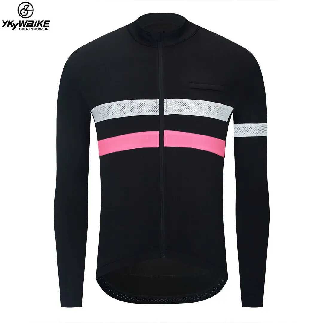 YKYWBIKE Winter Cycling Jacket Man Woman Thermal Fleece Full Sleeve Road Bike Clothing Reflective Bicycle Jacket Zip Pocket J251008