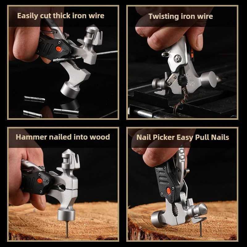 Multifunctional Claw Hammer Pliers With Lamp Outdoor Camping Nail Hammer Multipurpose Folding Tool Pliers Escape Hand Tools J251121