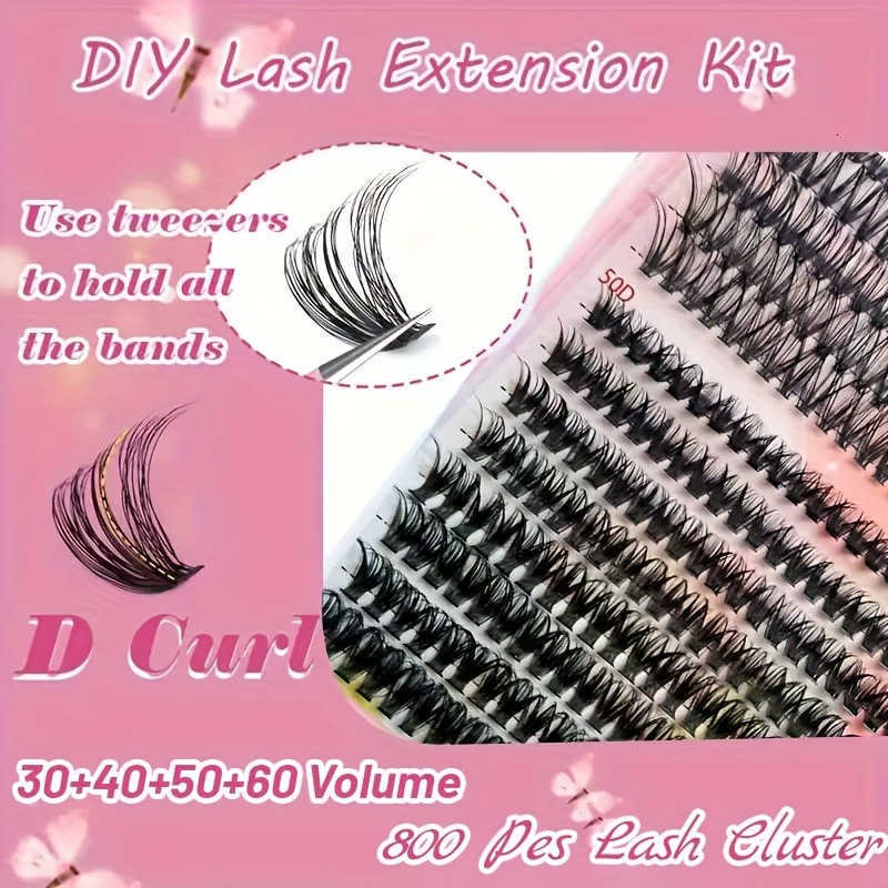 DIY false eyelashes 9-18mm mixed length eyelash book 30D, 40D, 50D, 60D glue tool set D curl W250627