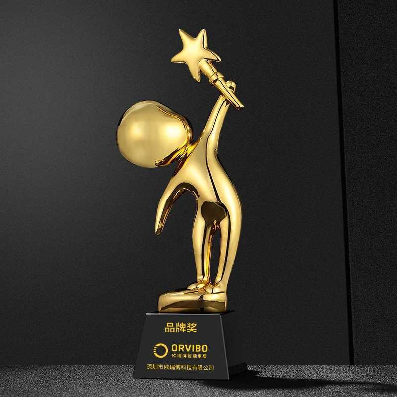 Creative Cartoon Character SingingTrophy ResinCraft Souvenir Student Trophy Crown Microphone and Speech Decorations forHe Y251008