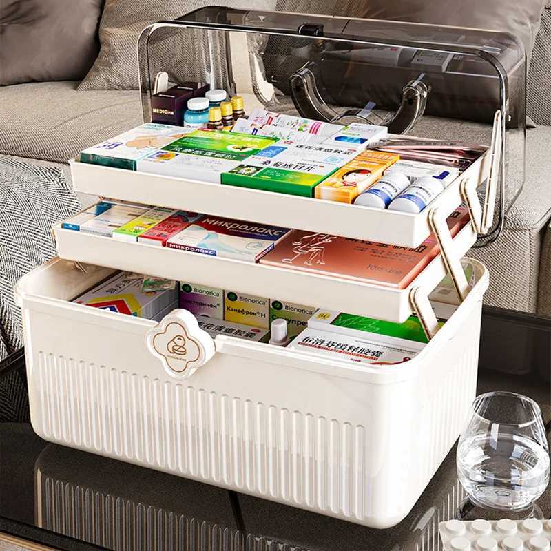 3 Tiers Makeup Stationery Storage Box Large First Aid Kit Medicine Box For Student Pencil Notebook Cosmetic Dustproof Organizer C251008