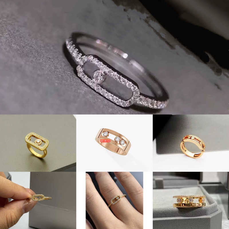 designer ring elegant Slidable hollowed-out engagement rings 925 sterling silver plated luxury diamond Women Crystal Fashion Classic Anniversary Gift