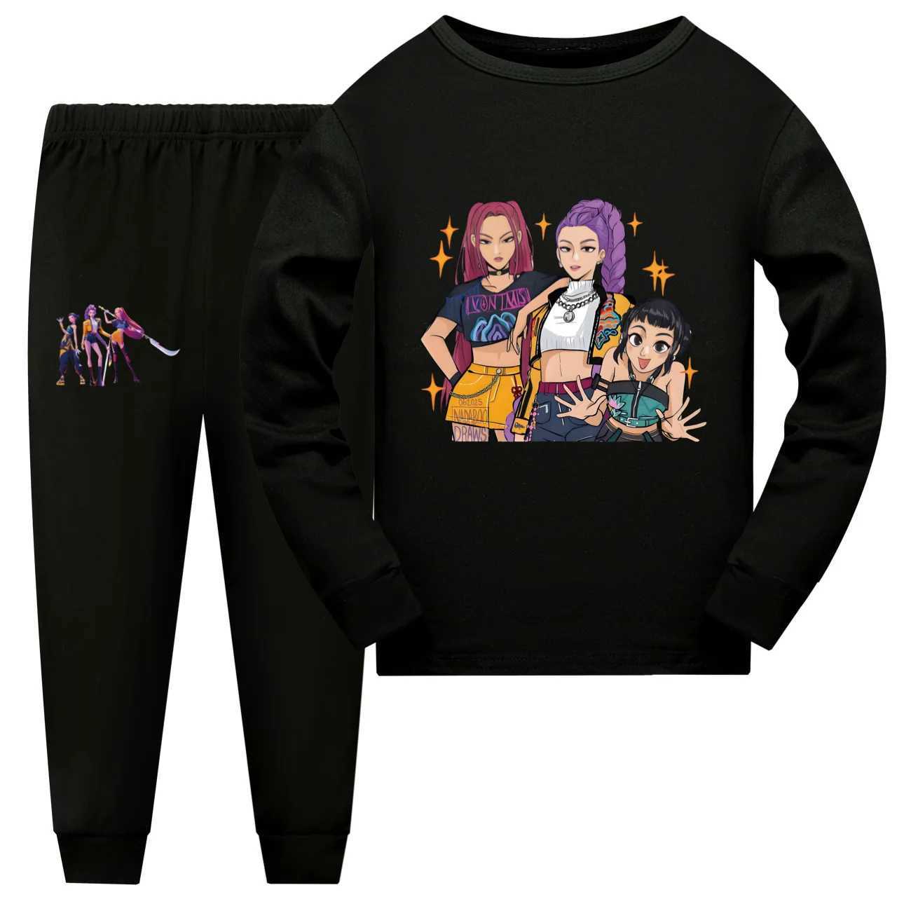KPop Demon Hunters Huntrix Pyjamas Kids Pajamas Set Baby Girls Long Sleeve Tshirts Pants 2pcs Suit Child Sets Boy NightwearJ251008