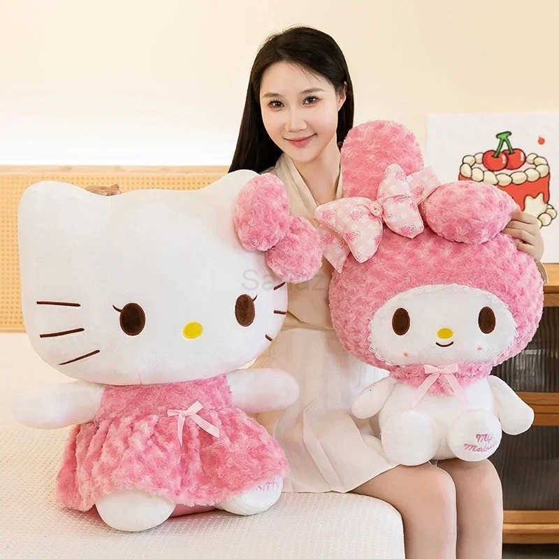 Sanrio 65cm Hello Kitty Kawaii Rose My Melody Plush Toy Anime Cartoon Anime Big Size Soft Stuffed Doll Pillow Kids Birthday Gift L251008