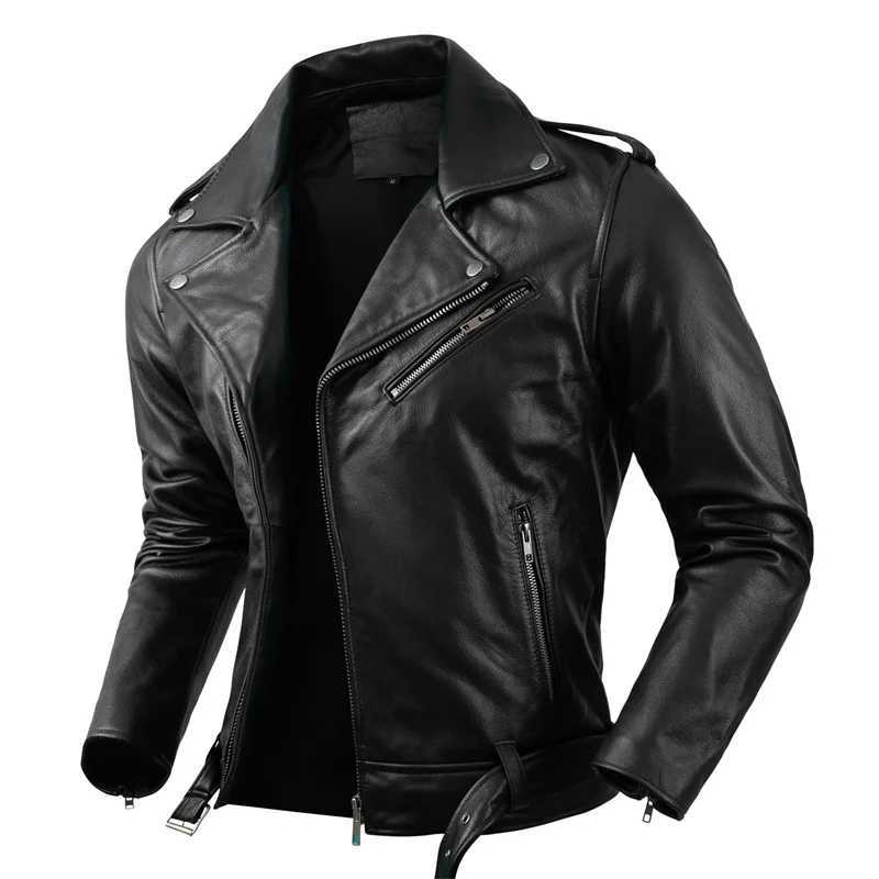 Motorcycle Jacket Mens Genuine Leather Cowhide Jacket Spring And Autumn Windproof And Scratch Resistant Offroad Knight Jacket J251008