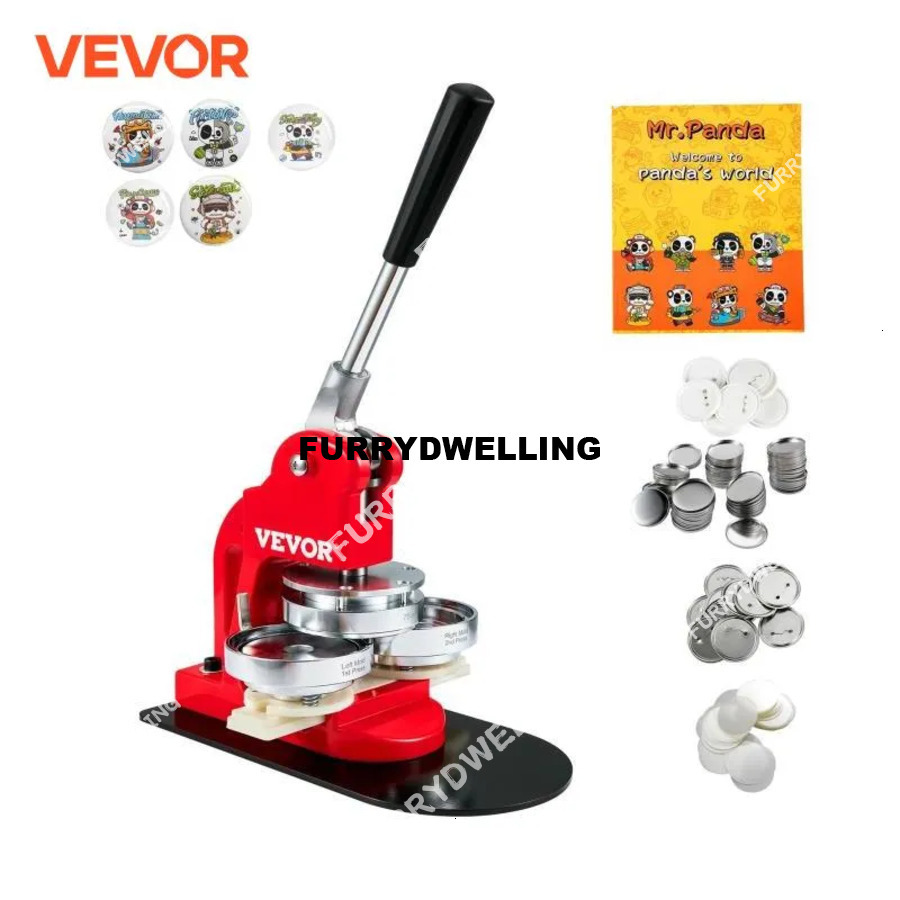 VEVOR 25/32/58/75Mm Badge Maker Hine DIY Pin With 500Pcs Free Parts Dwe74 Press Kit Circle Manufacture Button Making Tool