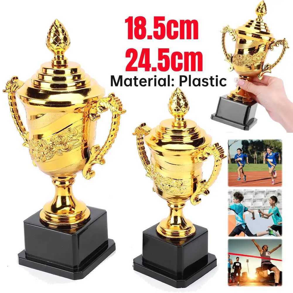 Gold Plastic Reward Trophy Cup Soccer Medals Prize Cup Early Educational Basketball Football Winners Gifts for Game School Y251008