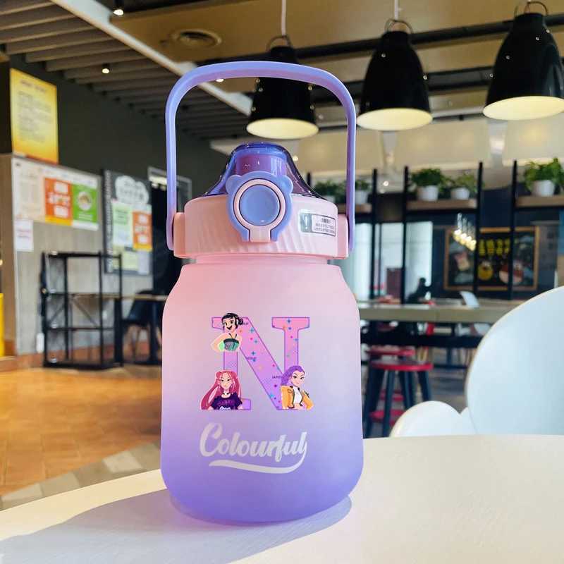 Kpop Demon Hunters High Quality Large Belly Cup Cartoon Letter Printed Water Cup Students Portable Highcapacity Water Bottle C251008