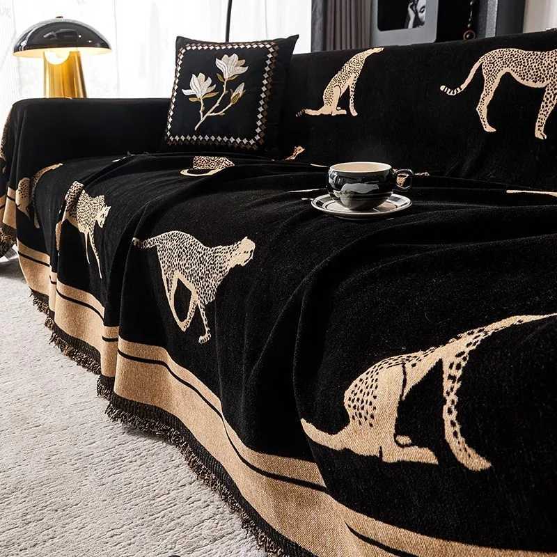 Chenille Sofa Towel Leopard Animal Anti Cat Scratch Furniture Protector Bedspread Sofa Towel Full Cover Blanket Sofa Towel Cloth Y251008