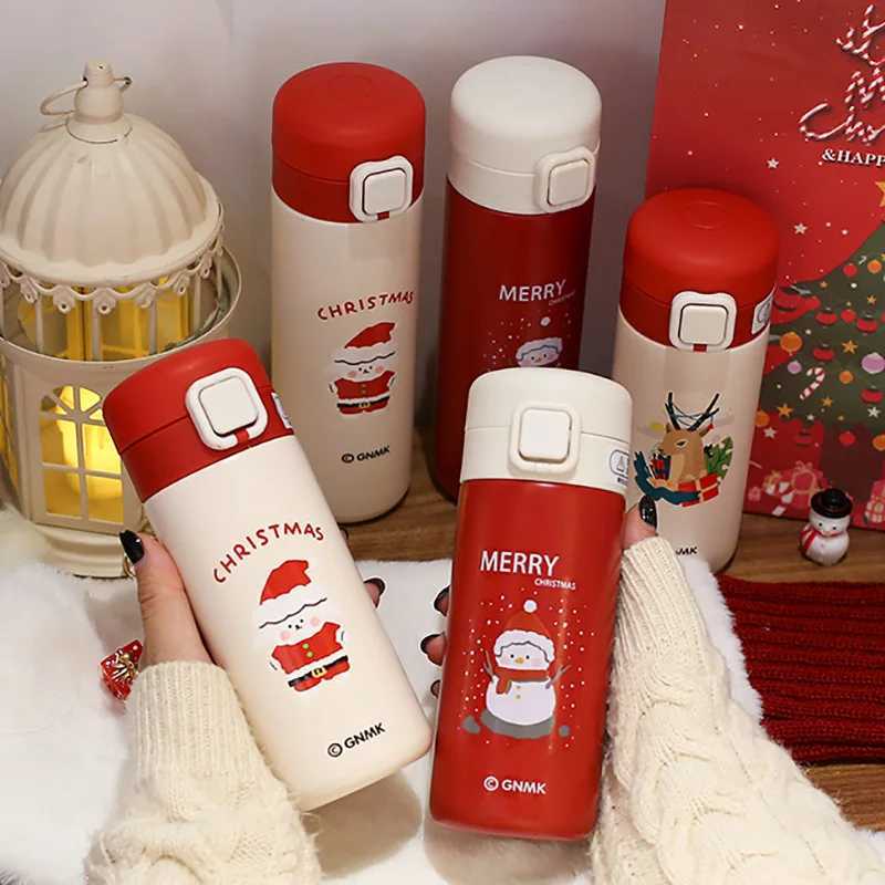 Christmas Thermos Bottle Cartoons Stainless Steel Vacuum Flask with Lid Milk Juice Tea Coffee Thermal Water Bottle Gift Cup C251008