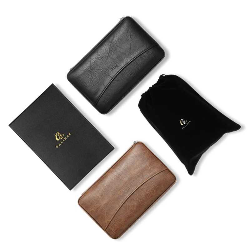 GNER Cigar Humidor Box Travel Leather Cigar Case Cedar Wood Lined Wwo Lighter Cigar Cutter Humidity Control Pack For Humidor Y251008