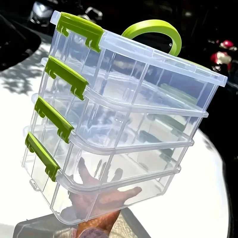 Extra Large 4Tier Stackable Storage Box with Lid Clear Plastic Organizer Toy Building Block Storage Box C251008