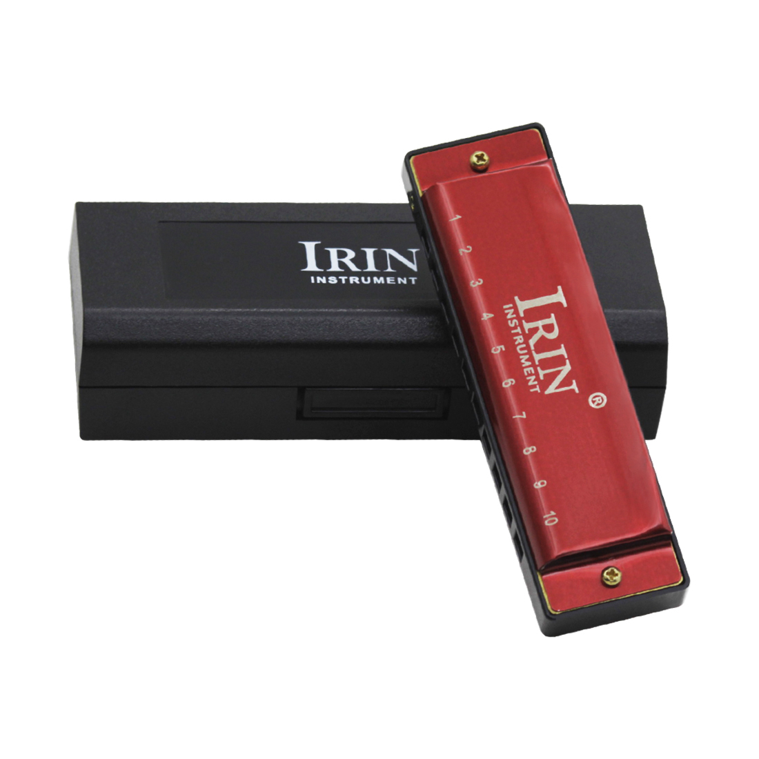 IRIN G-30 Red 10-Hole 20-Reed Harmonica - Brass Cover with Water-Resistant Comb, Excellent Air Tightness and Portable Design for Rich Stable Tone