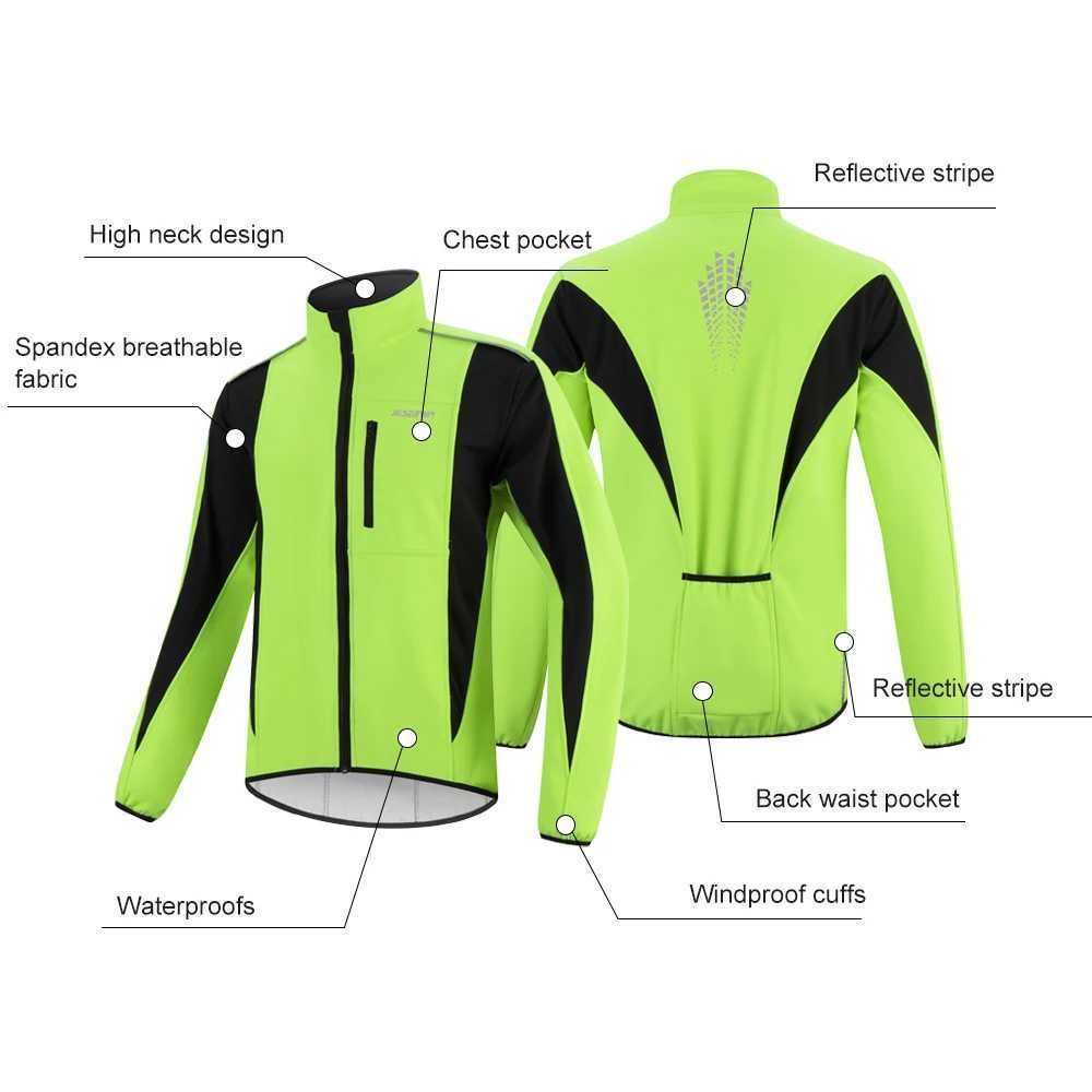HISERWA Cycling Mens Jacket WindProof Fleece Pro Cycling Jackets Longsleeve Warm Soft Brushed Pro Breathable Bicycle Clothing J251008