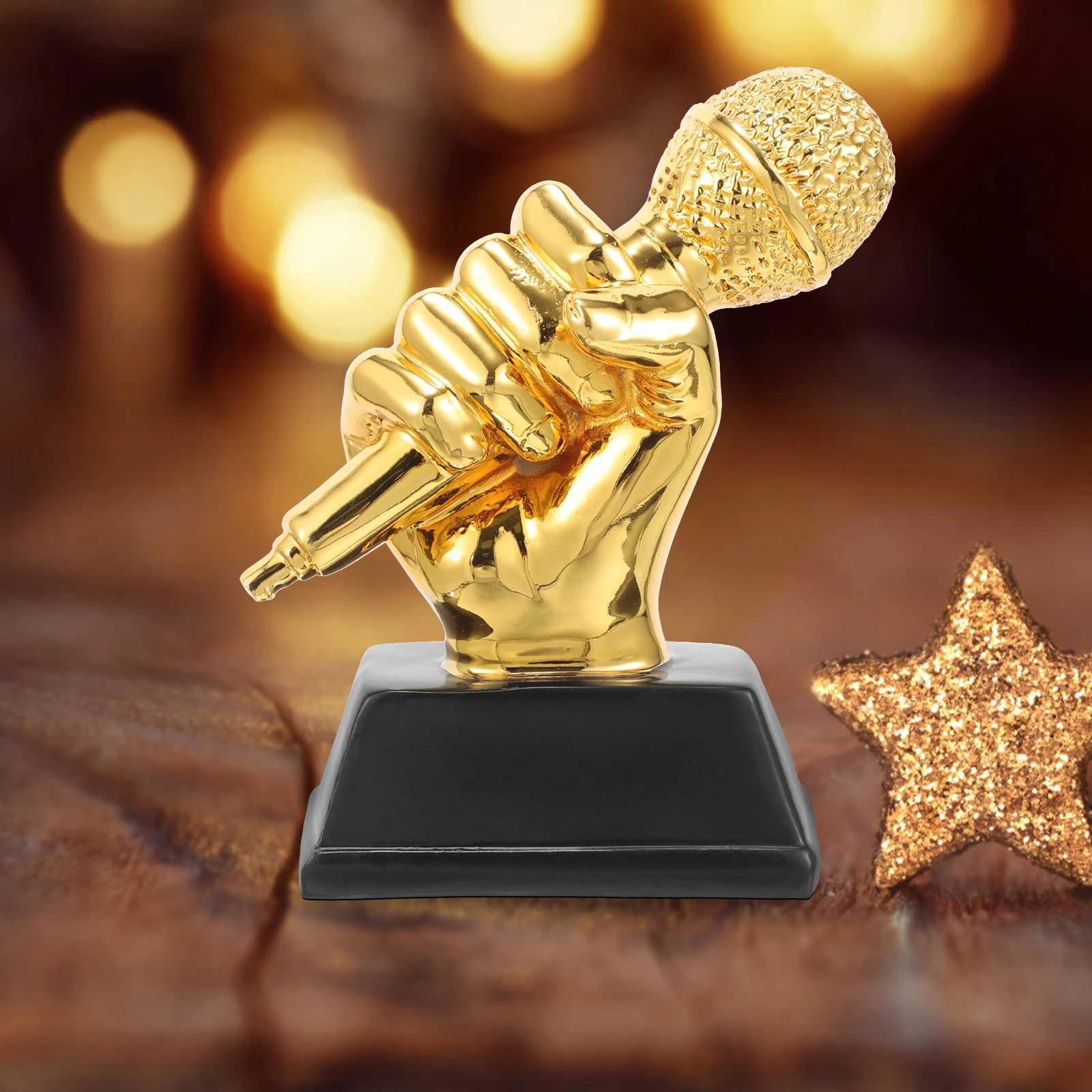 Microphone Trophy Award Singing Party sic Decor Trophies Resin Speech Accessory Children Karaoke Small Dance Souvenirs gifts Y251008