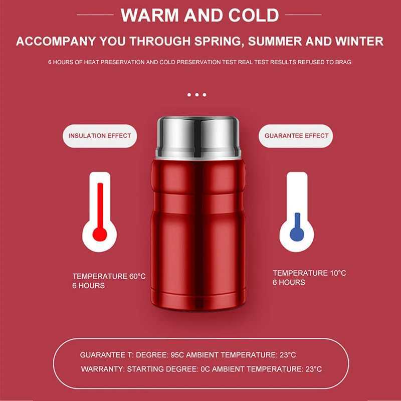 500750ml Stainless Steel Food Container Food Thermal Jar With Spoon Insulated Soup Cup Lunch Box Food Thermos Bottle Stew Pot C251008