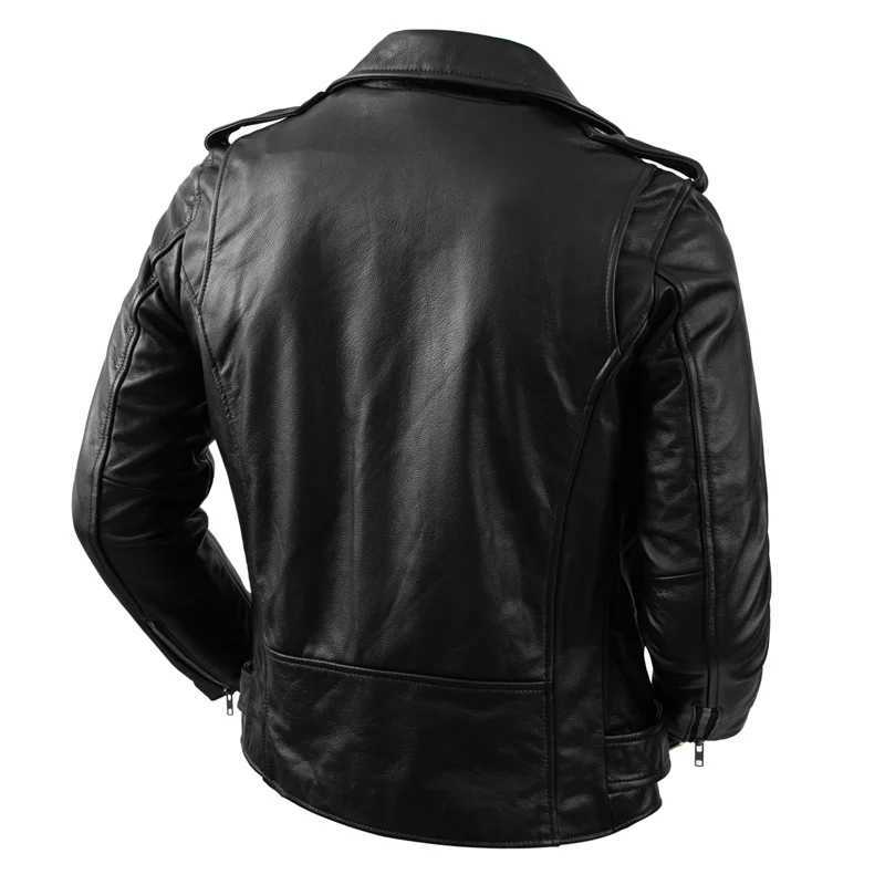 Motorcycle Jacket Mens Genuine Leather Cowhide Jacket Spring And Autumn Windproof And Scratch Resistant Offroad Knight Jacket J251008