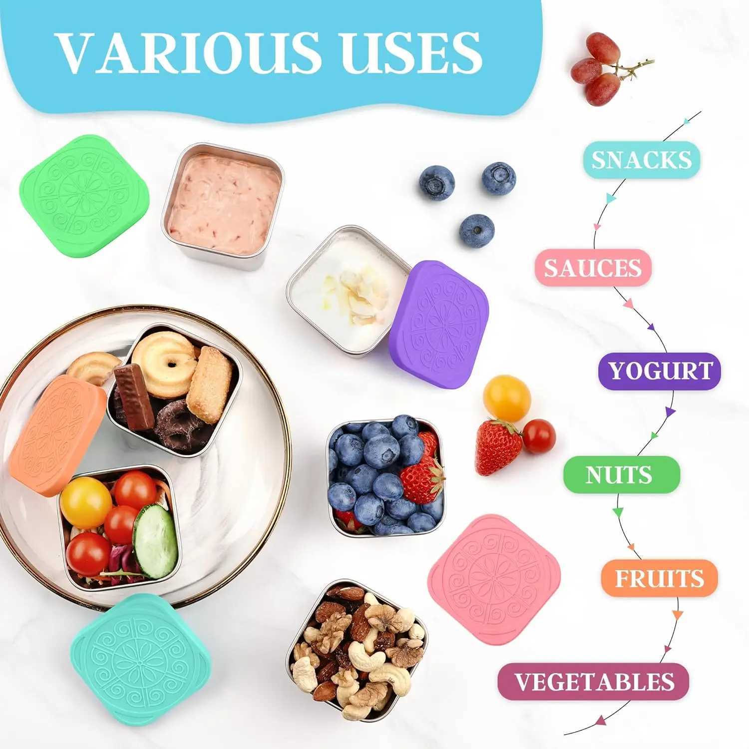 Stainless Steel Snack Containers for Kids Easy Open Leak Proof Reusable Snack Box Container with Lids Small Lunch Containers C251008