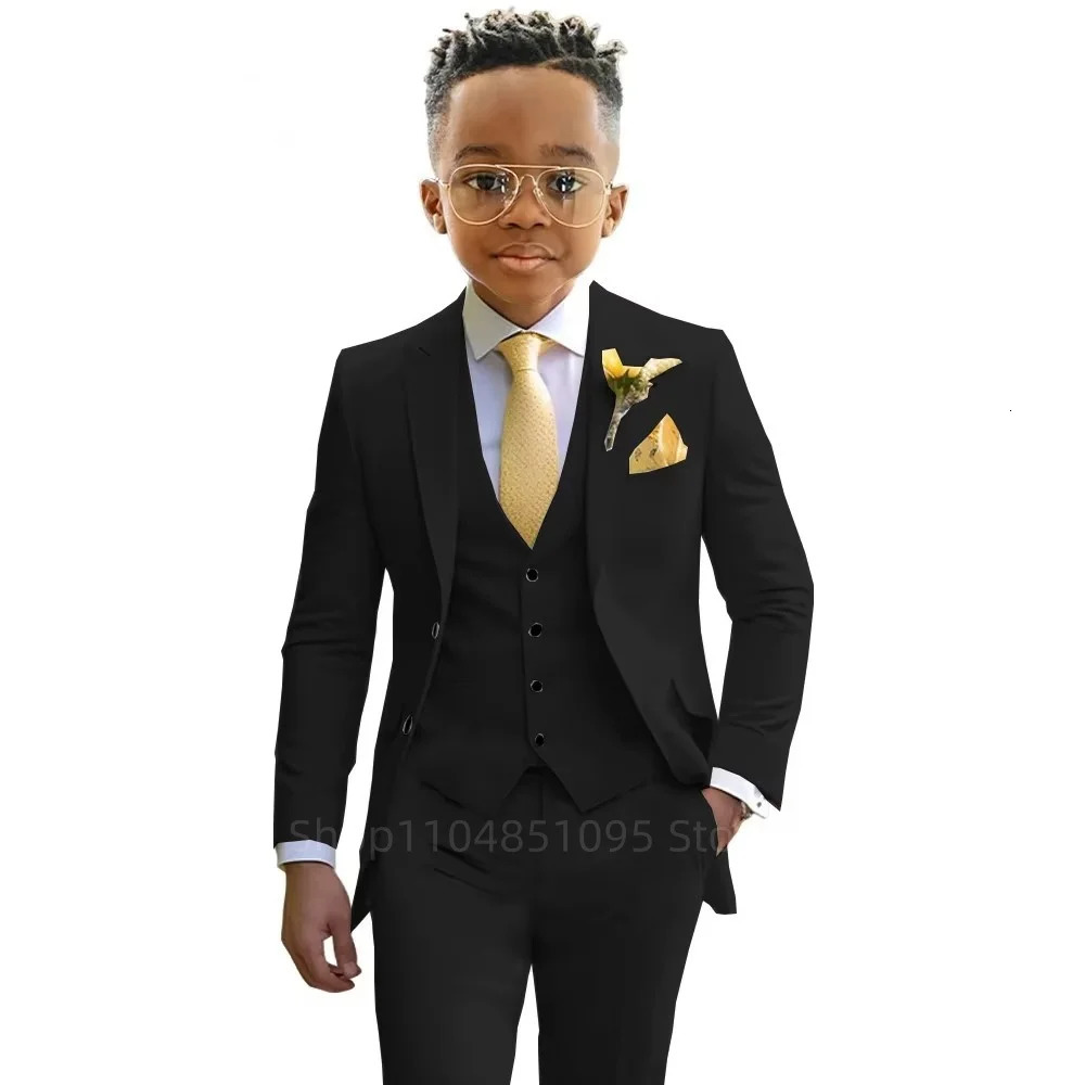 Stylish Boys Suit Wedding Tuxedo Solid Vest Pants Party Prom 3 Piece Set Kids Formal Outfit 218 Years Old 250922