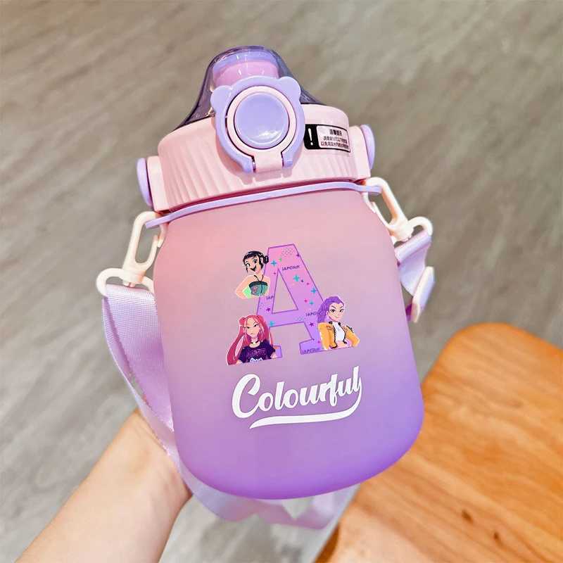 Kpop Demon Hunters High Quality Large Belly Cup Cartoon Letter Printed Water Cup Students Portable Highcapacity Water Bottle C251008