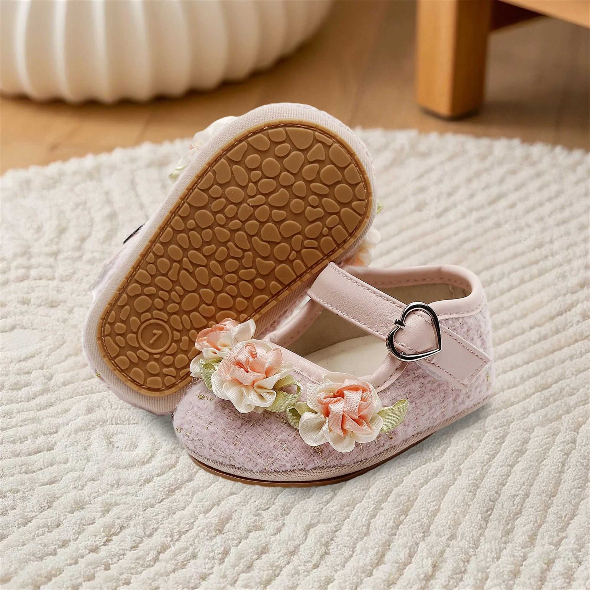 Cute Baby Girls Floral Princess Shoes with NonSlip Sole Soft First Walker Shoes for Toddlers Adorable Toddler Shoes C251008