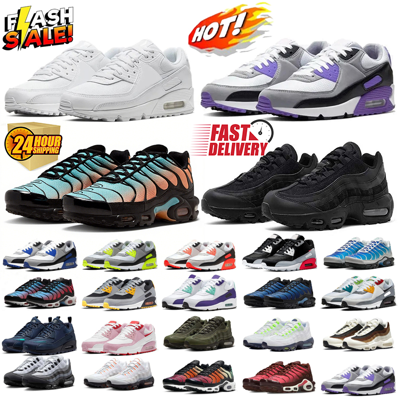 2025 free shipping Designer fashion shoes Running shoes Men 90 95 Tn UNC red green womens Running Sports Shoes 90s 95s 95 Women mens shoe Trainer Sneakers