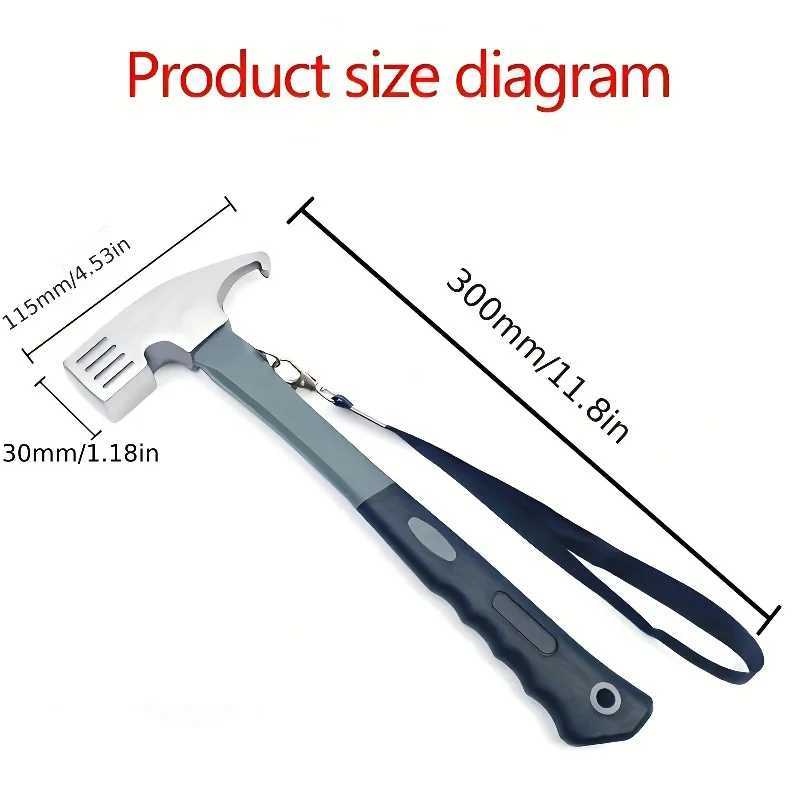 Multipurpose Steel Camping Hammer with Stake Puller and Rope Tightener Ideal for Outdoor Adventures and Home Camping Gear J251121