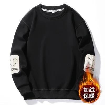 Fleece-lined Thickened Crew Neck Sweatshirt For Men Designer Designer Shirt Hoodie Youth Korean Style Autumn Winter Pullover Color-block Sports T-shirt Top Base
