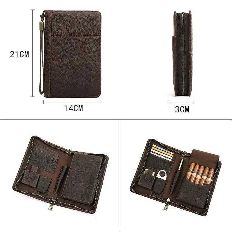 Genuine Leather Cigar Travel Case Cigar Humidor Storage Organizer for Cigar Cutter Lighter Smoking Accessories Mens Gift Y251008