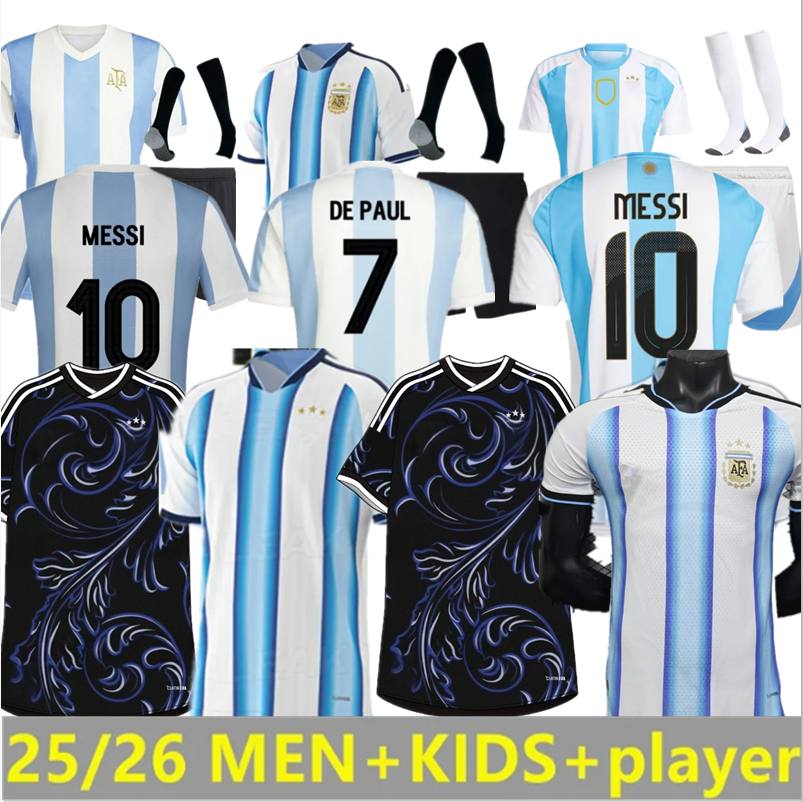 S-4XL 2026 Argentina World Soccer Jerseys Cup DI MARIA DYBALA Football Shirt MARADONA MONTIEL MARTINEZ men kids Kit full Camiseta de Futbol tops new