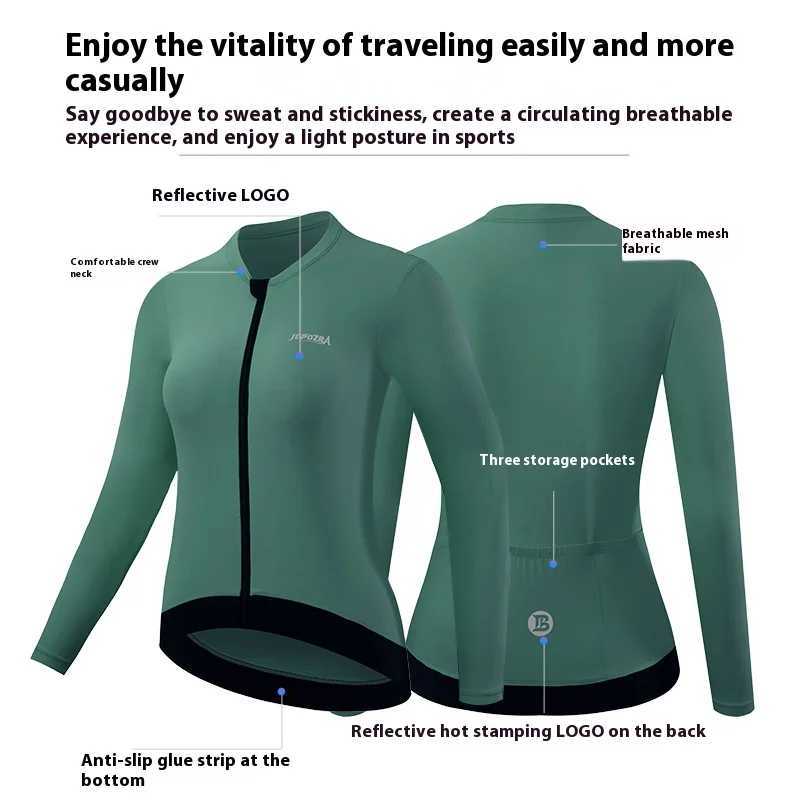 JEPOZRA Cycling Jersey Slim Fit Women Long Sleeves Cycling Jersey High Quality Women Breathable Cycling Maillott J251008