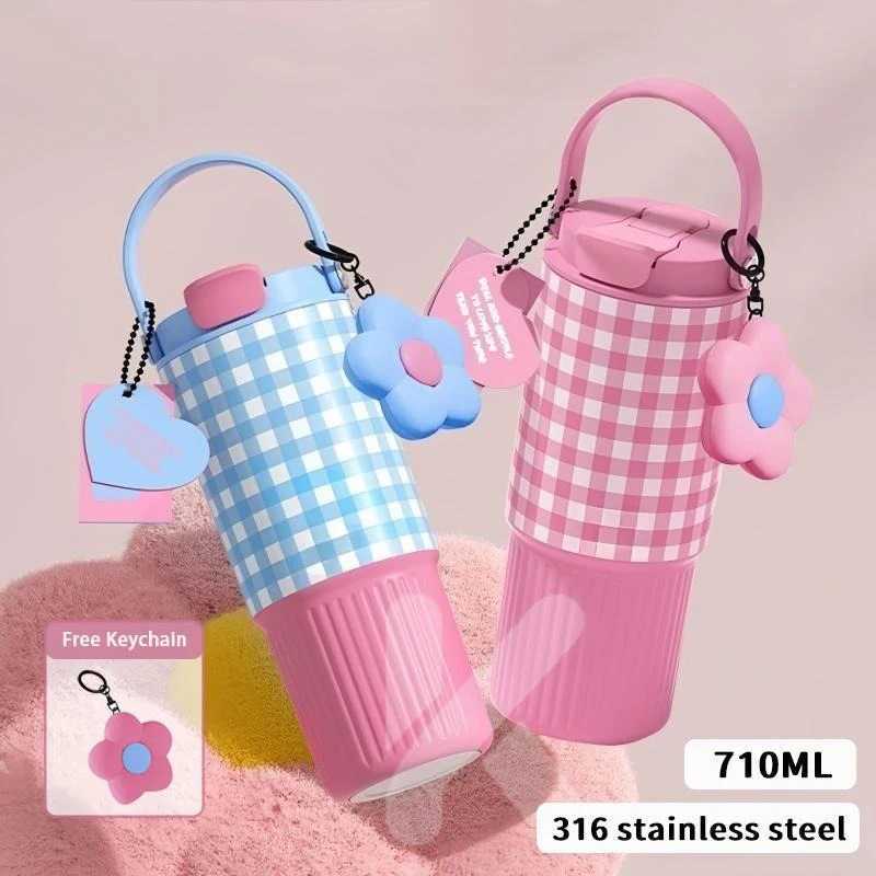 Cute Tumbler 750ML Water Bottle 316 Stainless Steel Vacuum Thermos Bottle Insulated Portable Thermos Cup Gift For Woman Girl C251008