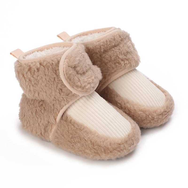 Newborn Baby Autumn And Winter Shoes With Plush Insulation Soft Sole For Learning To Walk Cotton Shoes That Wont Fall Off C251008