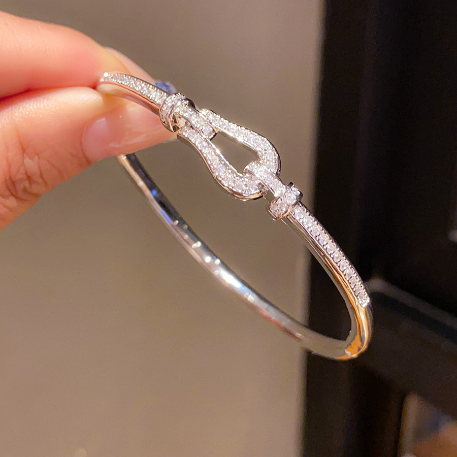 Chic Silver - Toned Bangle With Sparkling Crystal Detail Delicate Daily & Luxurious Jewelry Gift For Her Elegant And Sophisticated Accessory