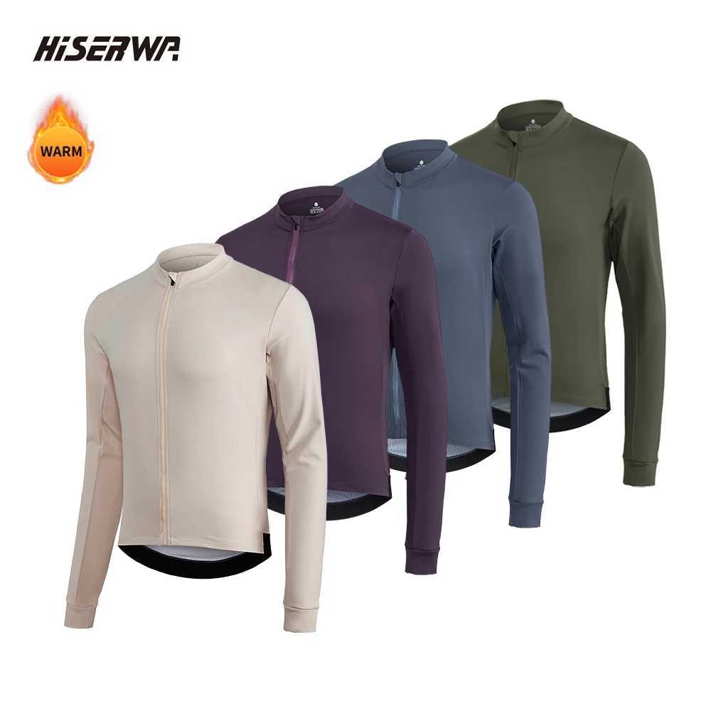 HISERWA Mens Winter Warm Cycling Jersey Long Sleeve Thermal Fleece Bicycle Jacket MTB Road Bike Jersey Cycling Clothing 1015 J251008