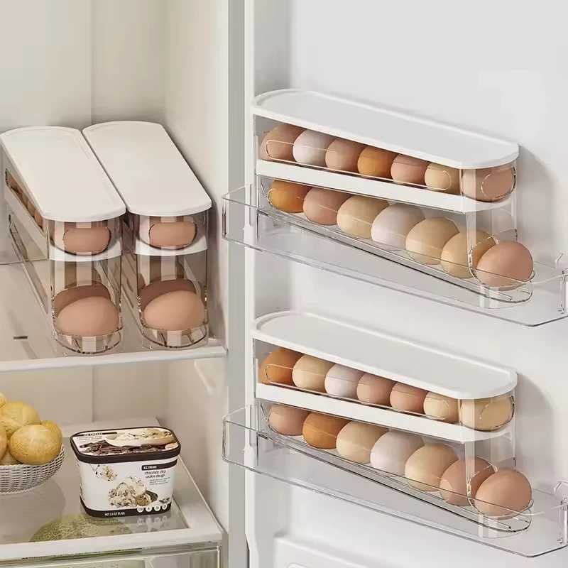 Egg Dispenser Suitable for Refrigerator Kitchen Storage Organizer Countertop Transparent Double Layer Egg Dispenser Holder C251008