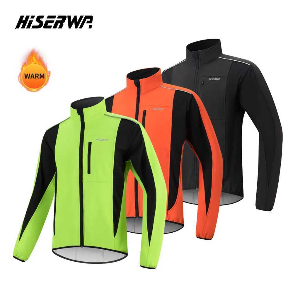 HISERWA Cycling Mens Jacket WindProof Fleece Pro Cycling Jackets Longsleeve Warm Soft Brushed Pro Breathable Bicycle Clothing J251008