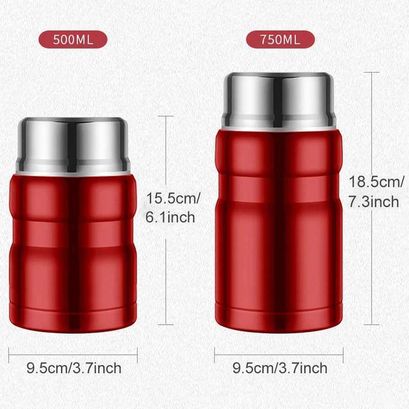 500750ml Stainless Steel Food Container Food Thermal Jar With Spoon Insulated Soup Cup Lunch Box Food Thermos Bottle Stew Pot C251008