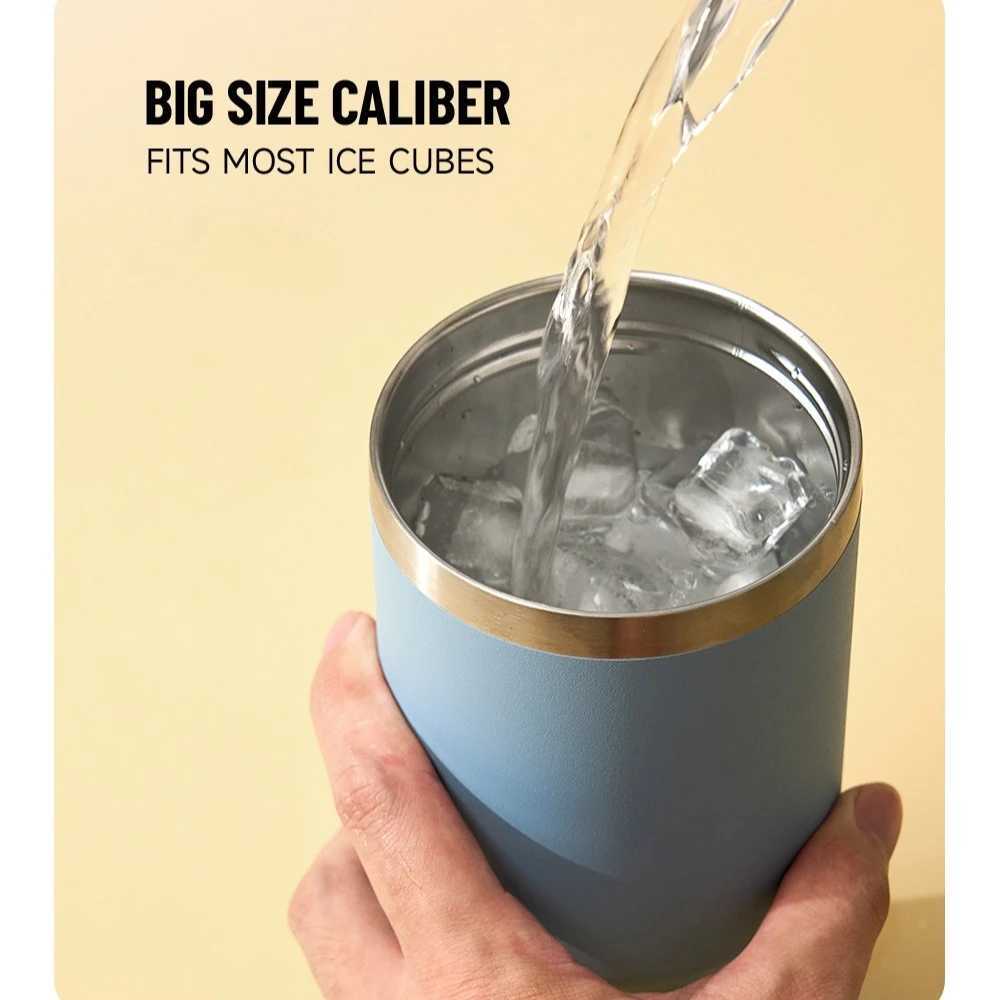 Tyeso LargeCapacity Vacuum Flasks Handle Vacuum Cup DualDrink Coffee Mug Stainless Steel Ice Cup Car Bottle Hot Cold Retention C251008