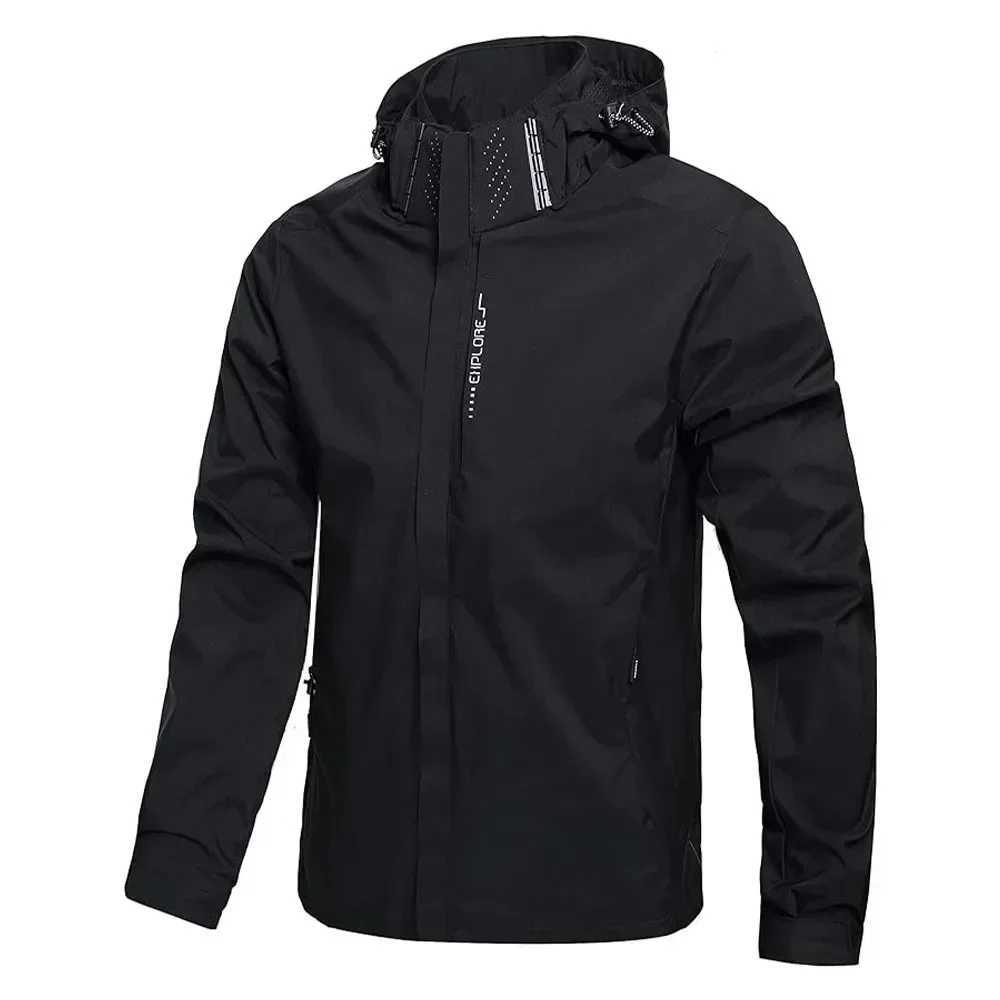 Outdoor Waterproof Windbreaker Mens 2024 Autumn New Casual Sports Lightweight Hooded Raincoat Men Loose Work Fishing Jacket J251008