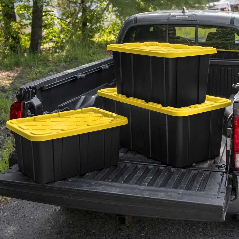 27 Gallon Heavy Duty Plastic Storage Bin with SnapOn Lid Stackable Totes Garage Basement Attic Transport and Organization C251008