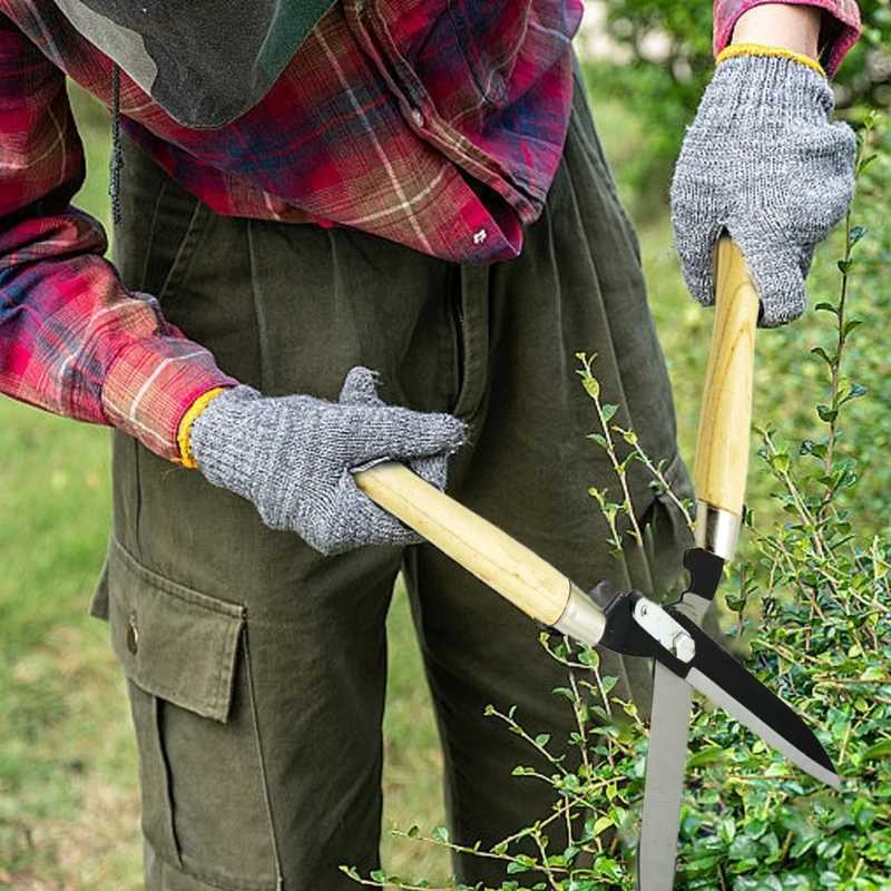 Garden Hedge Shear Heavy Duty Pruning Shear for Trimming Borders Bushes Manual Hedge Scissor with Wooden Handle J251121