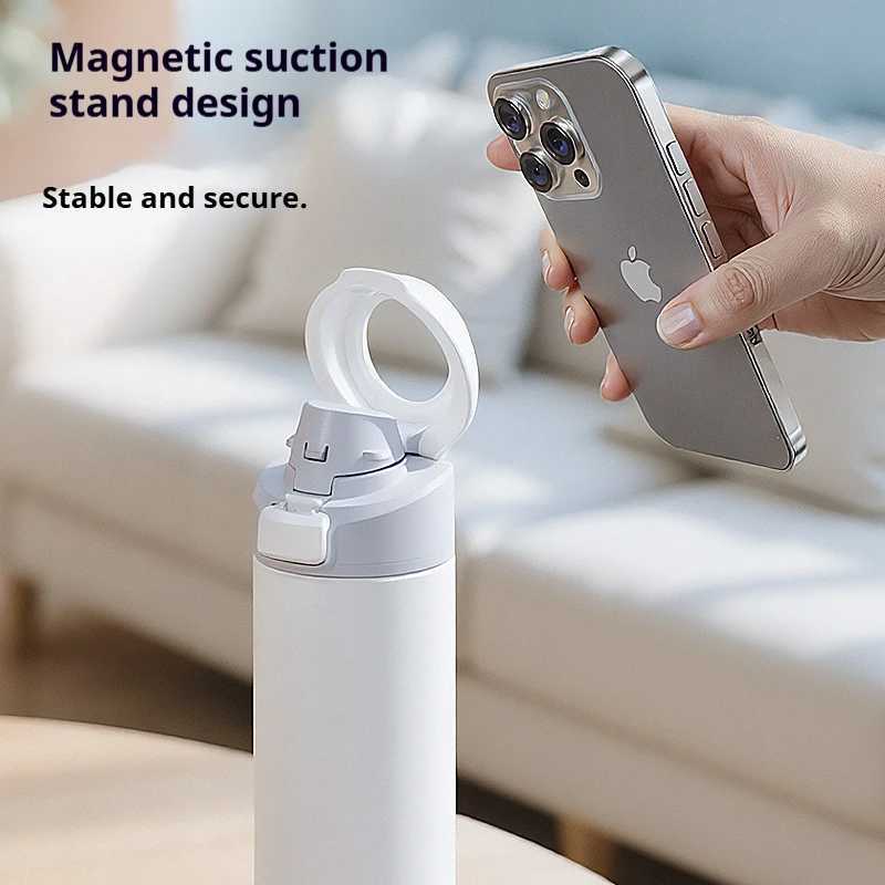 Phone Stand Heat and Cold Preservation Cup Stainless Steel MUltifunctional Portable Handheld Sports Water Cup C251008