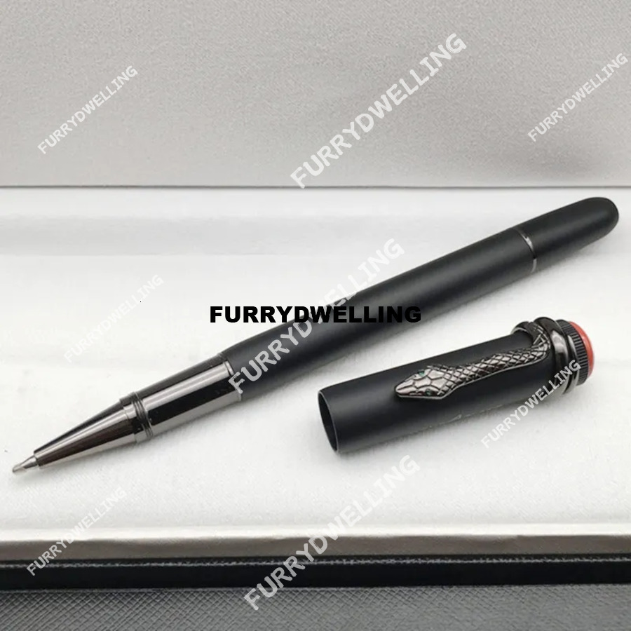 Wholesale High Quality Matte Black Ballpoint / Roller Ball Pen With Snake Head Clip Business Dwe74 Office Stationery Writing Ink Fountain Pens No Box