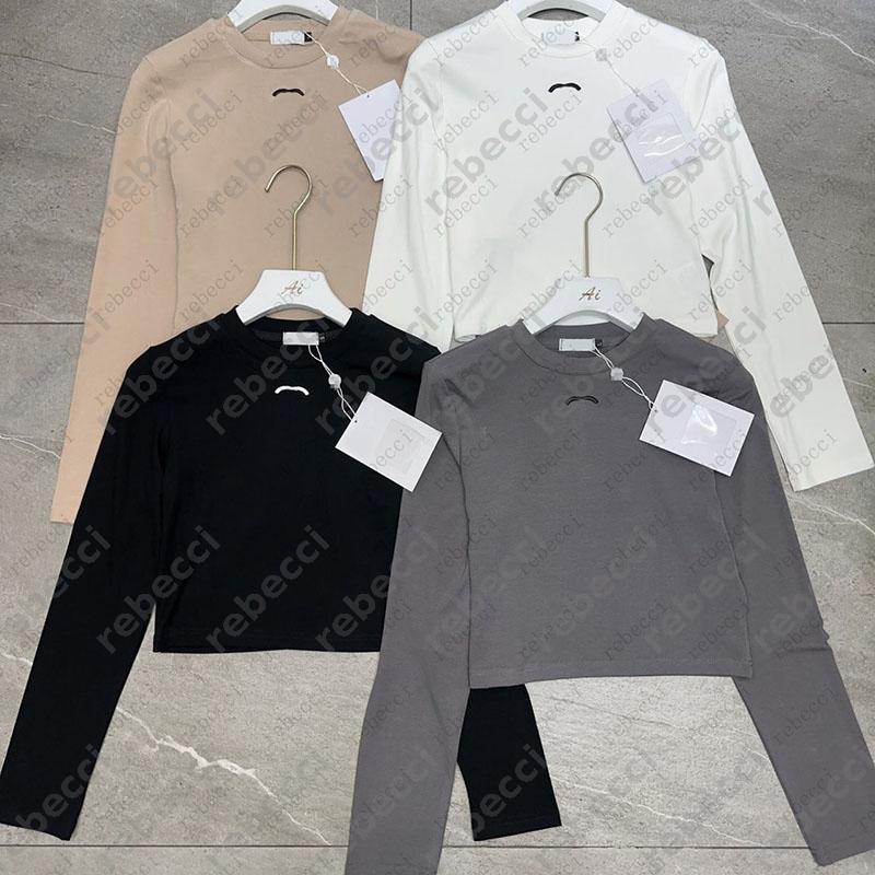 designer tops women clothes Letter embroidered short base shirt womens autumn long sleeved round neck T-shirt top casual clothing CSD2510081