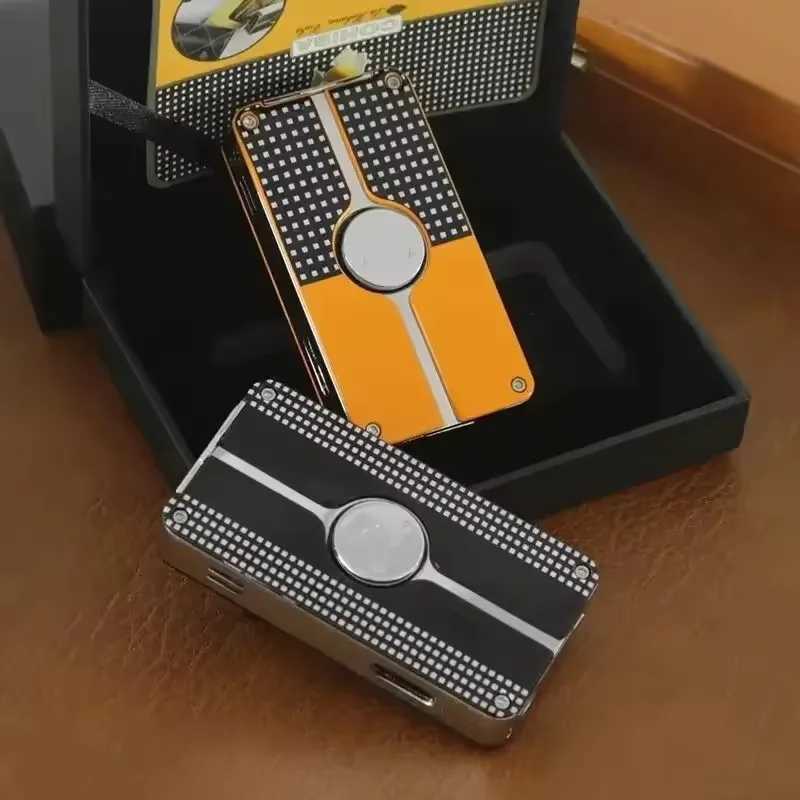 New Cigar Lighter Metal Windproof Triple Flame Jet Butane Lighter with Cigar Knife Cigar Accessories Mens Gift Y251008