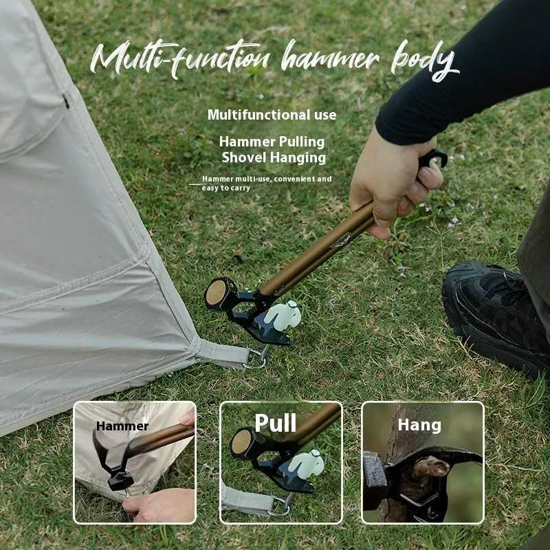 Mountainhiker Multifunctional Aluminum Alloy Tent Nail Hammer Portable Outdoor Camping Mountaineering Horn Hammer J251121