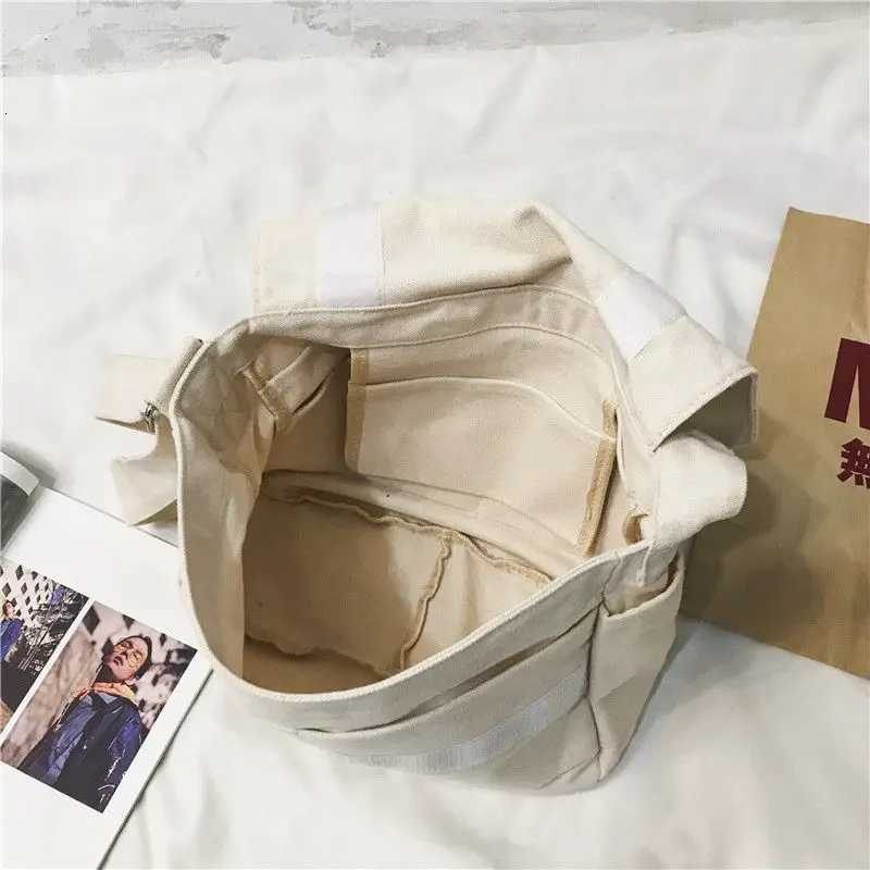 Ins Japanese Harajuku Large Capacity Canvas Bag Female Casual Work Style Postman Bag Korean Student One Shoulder Messenger BagT251007